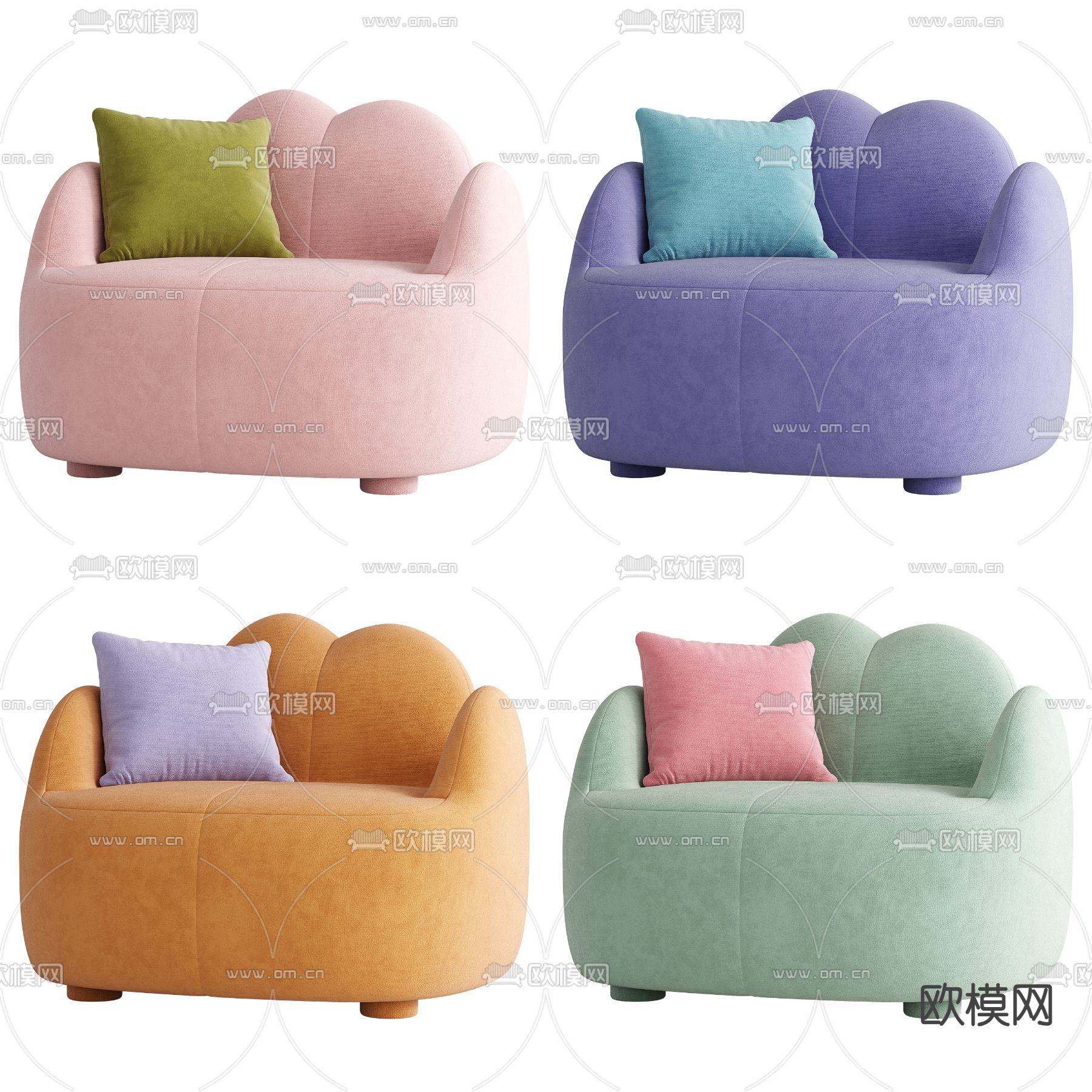 孟菲斯风沙发 单人沙发3d模型下载（渲染图1）