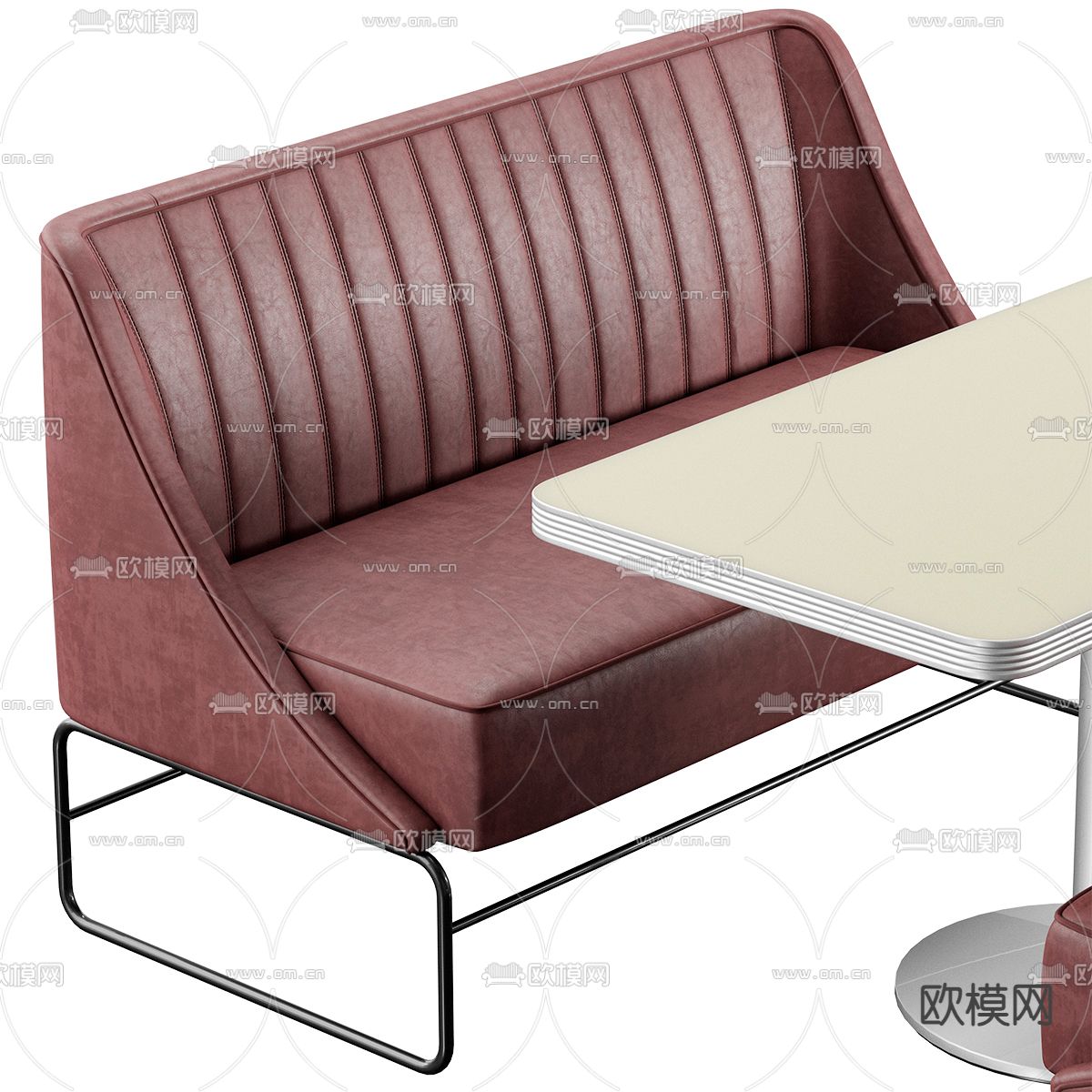 卡座沙发 卡位餐桌椅3d模型下载（渲染图2）