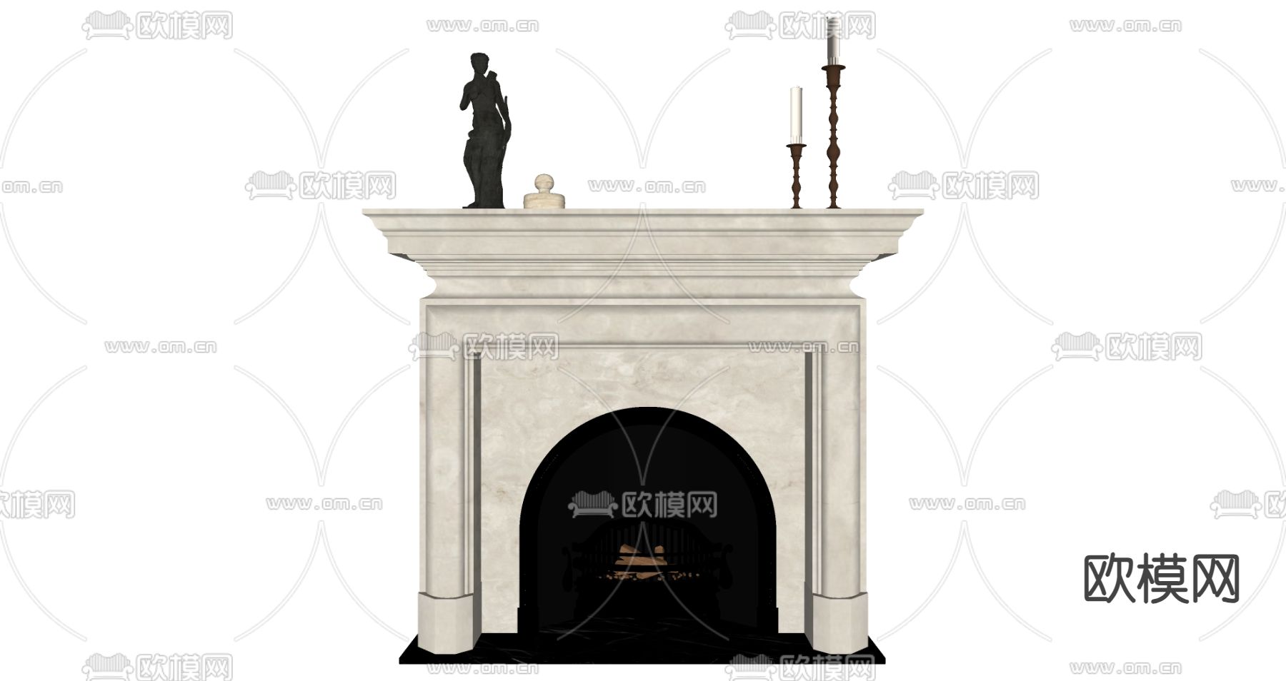 简欧壁炉su模型下载（渲染图2）
