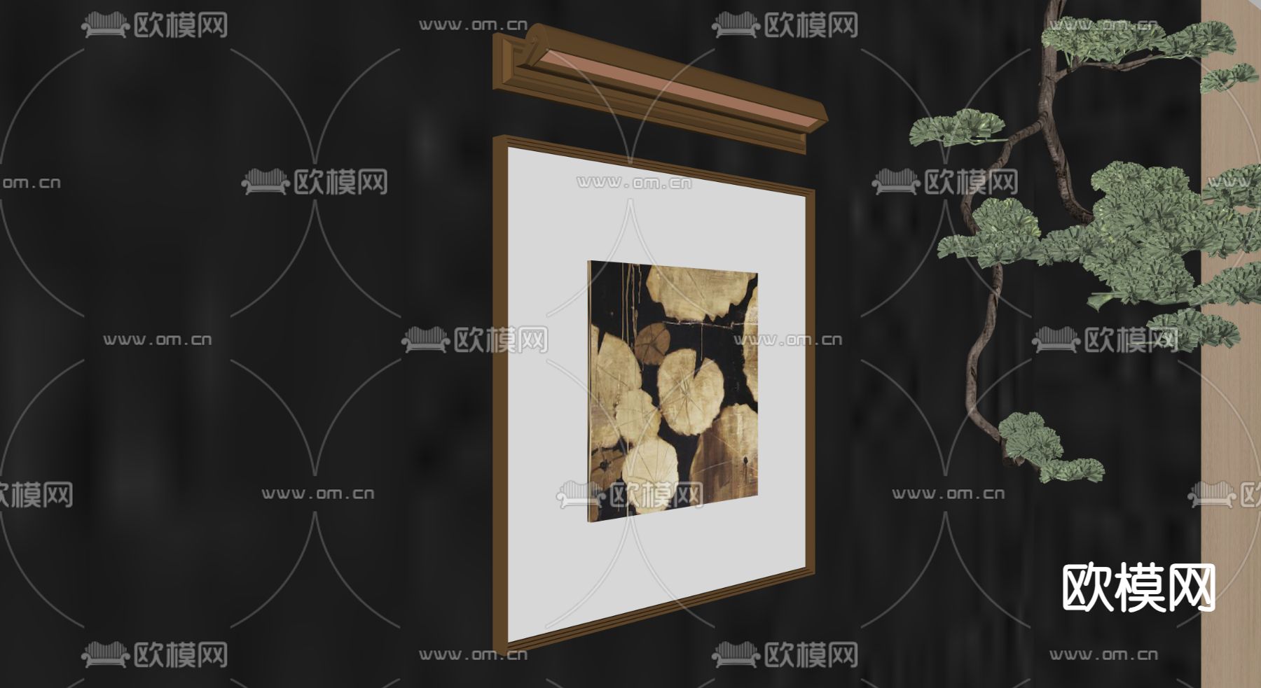 轻奢装饰画su模型下载（渲染图2）