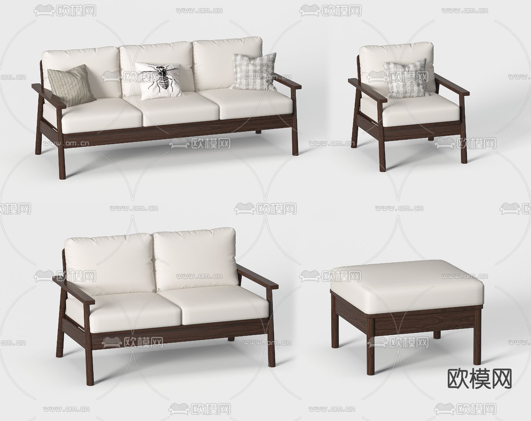 多人沙发 单人沙发3d模型下载
