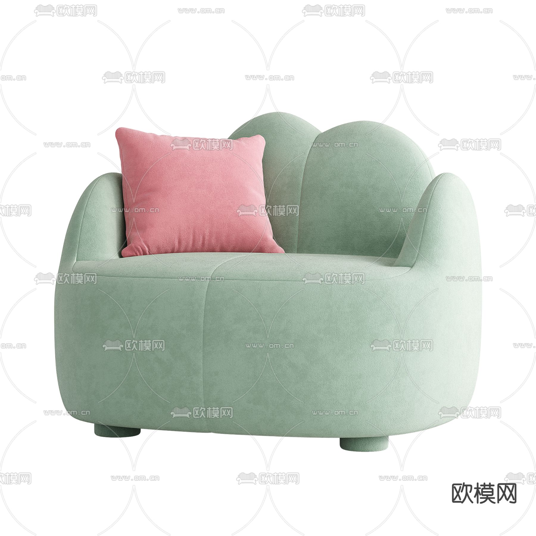 孟菲斯风沙发 单人沙发3d模型下载（渲染图5）