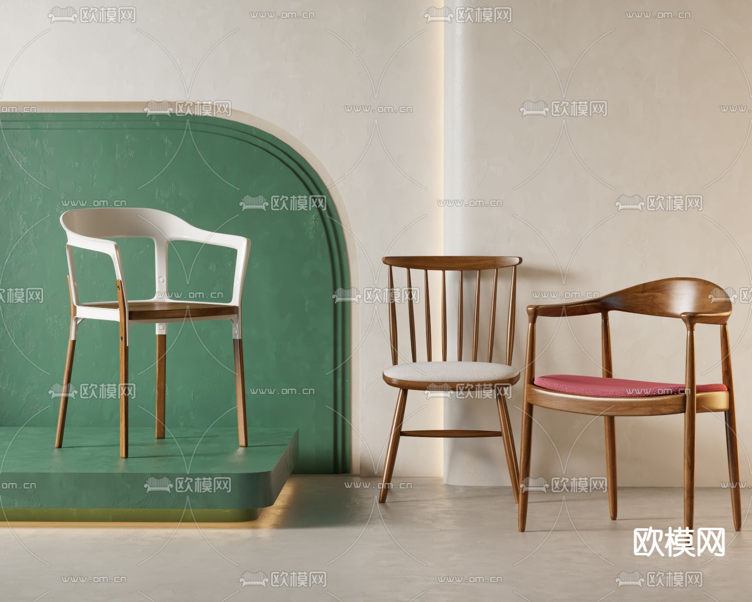 北欧椅子 温莎椅 牛角椅3d模型下载