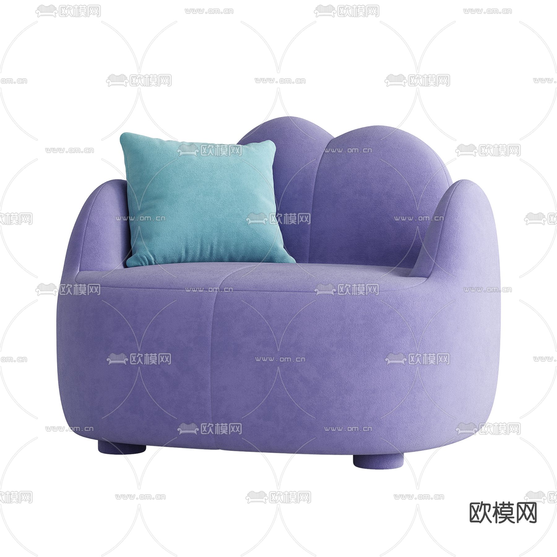 孟菲斯风沙发 单人沙发3d模型下载（渲染图3）