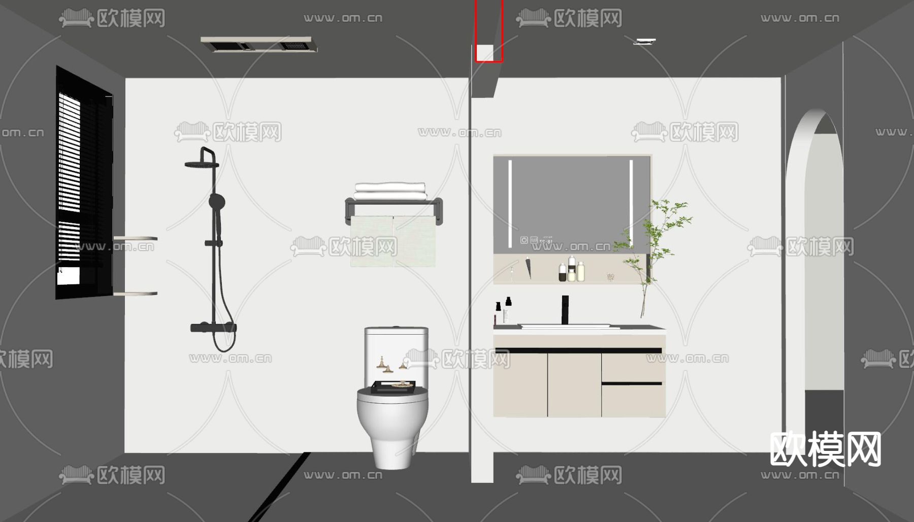 现代卫生间 浴室su模型下载（渲染图2）
