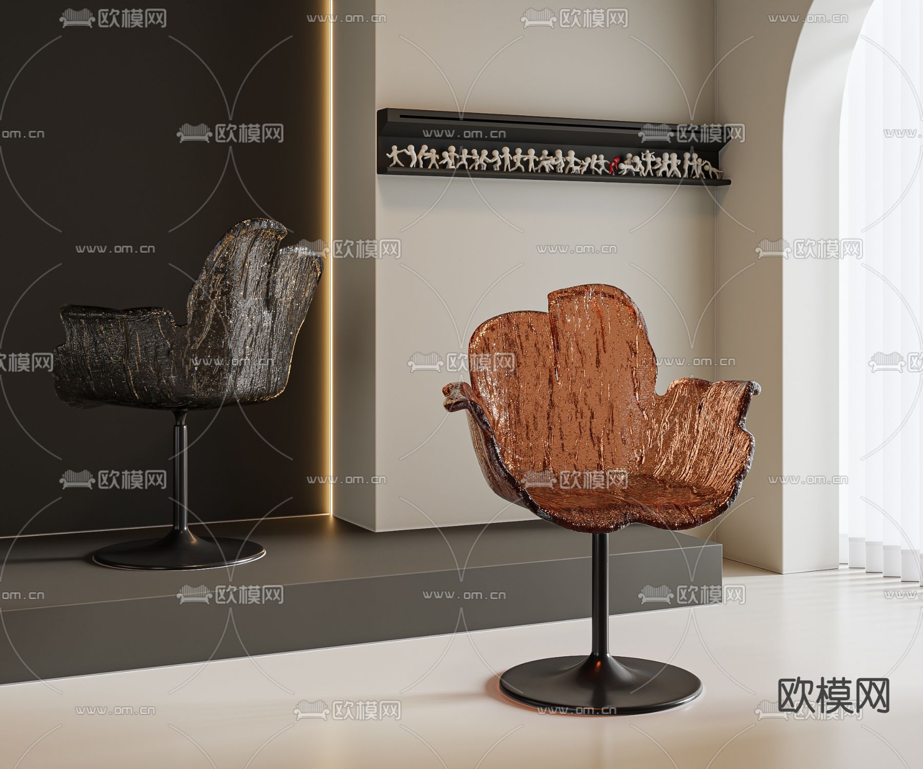 法式单椅 餐椅su模型下载（渲染图1）