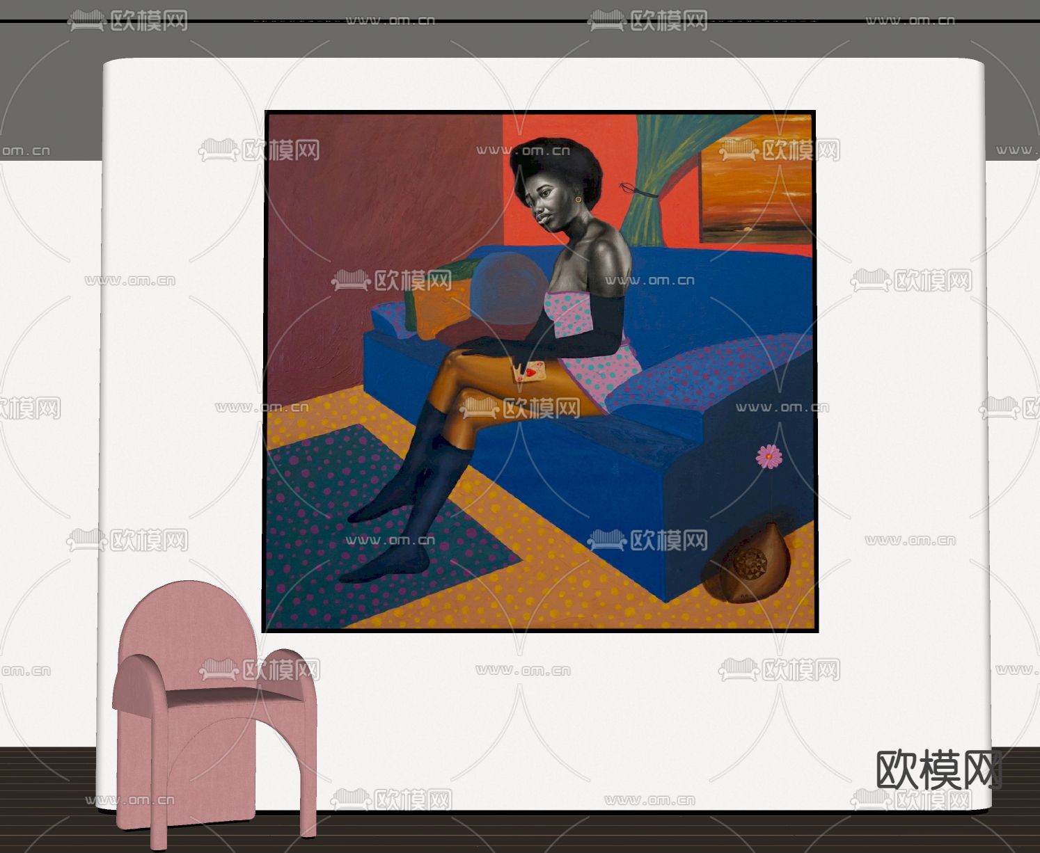 现代装饰画 人物挂画su模型