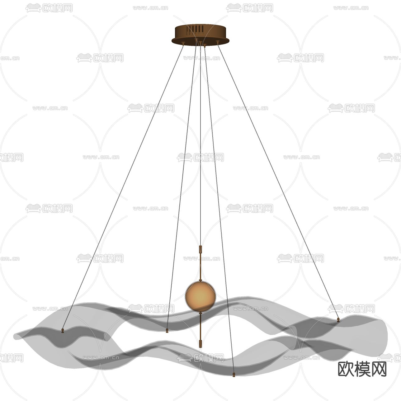 轻奢吊灯su模型下载（渲染图2）