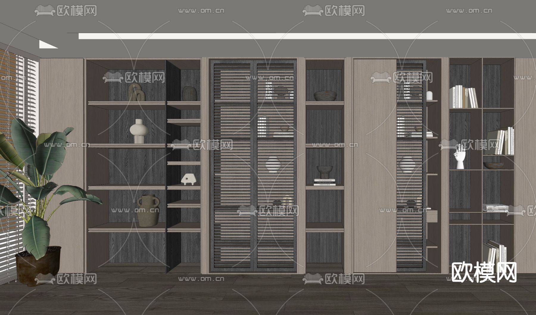 现代装饰柜su模型下载（渲染图2）
