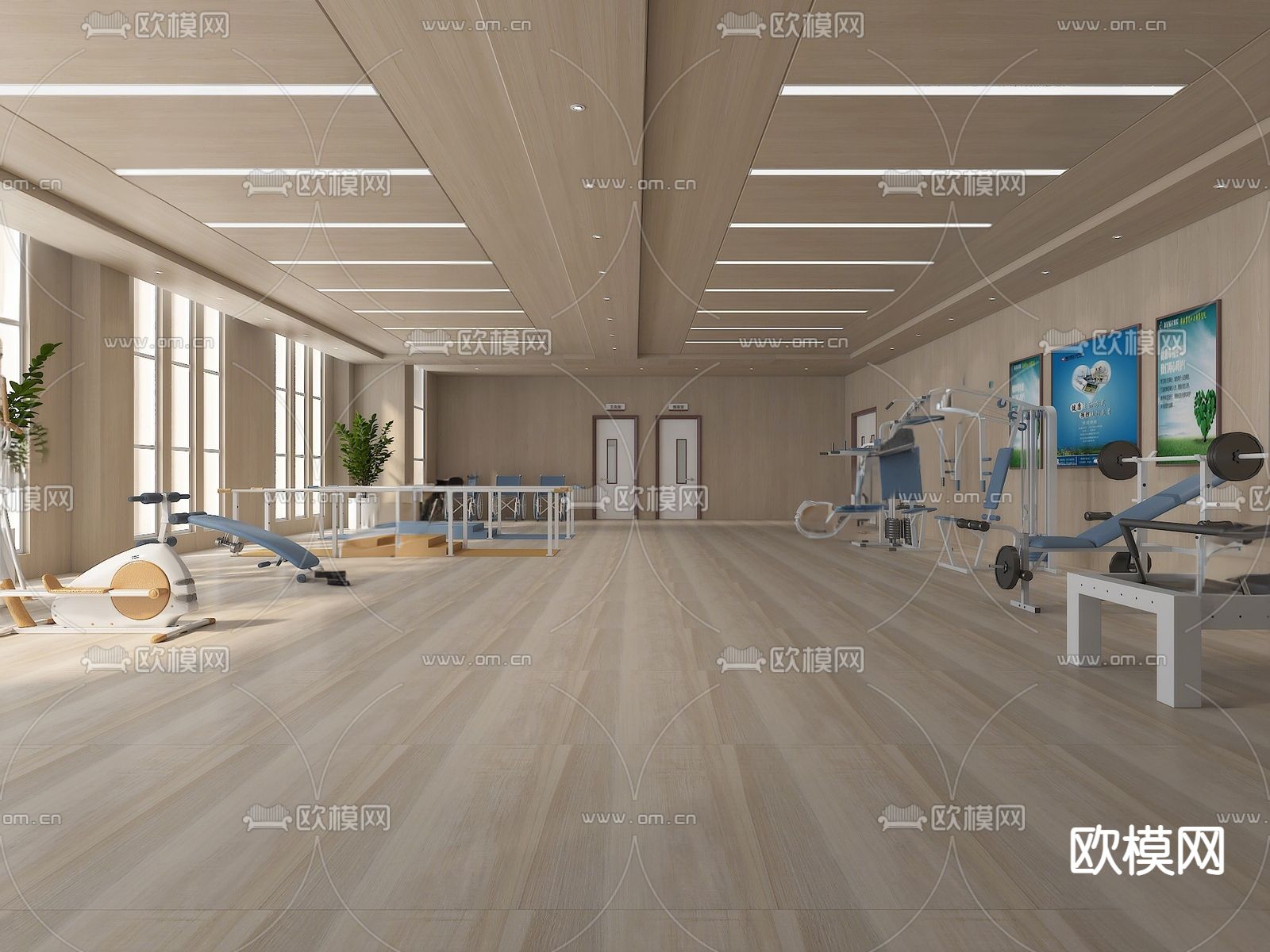 医院康复大厅su模型下载（渲染图1）
