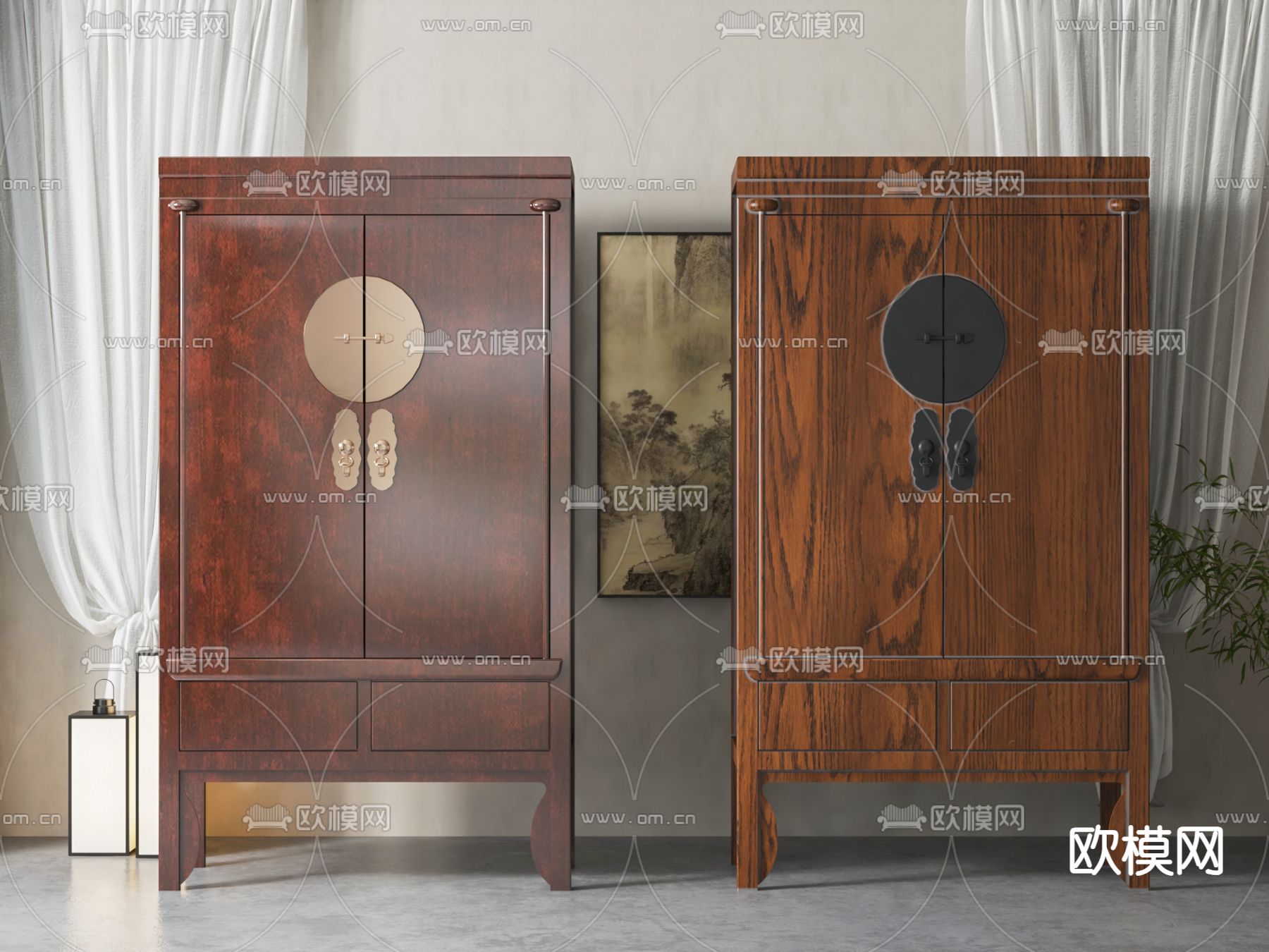 中式衣柜su模型下载（渲染图1）