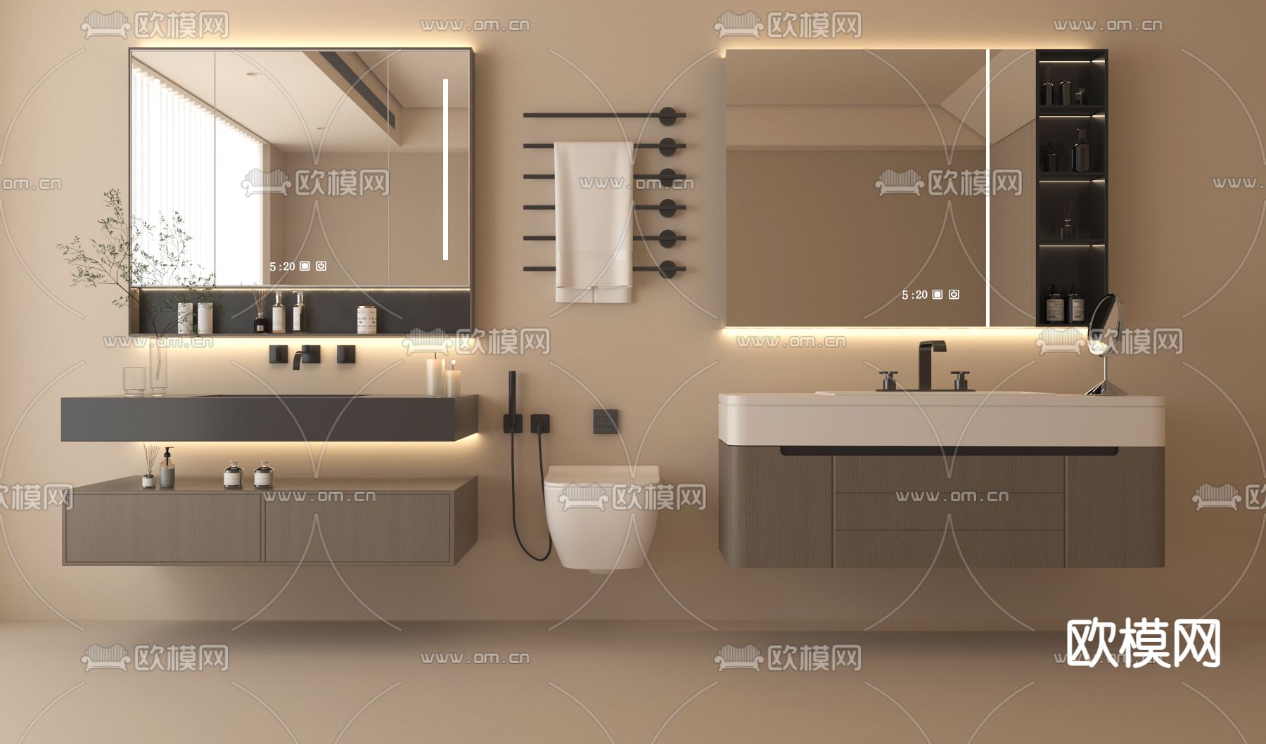 现代浴室柜 台盆 洗手台3d模型下载