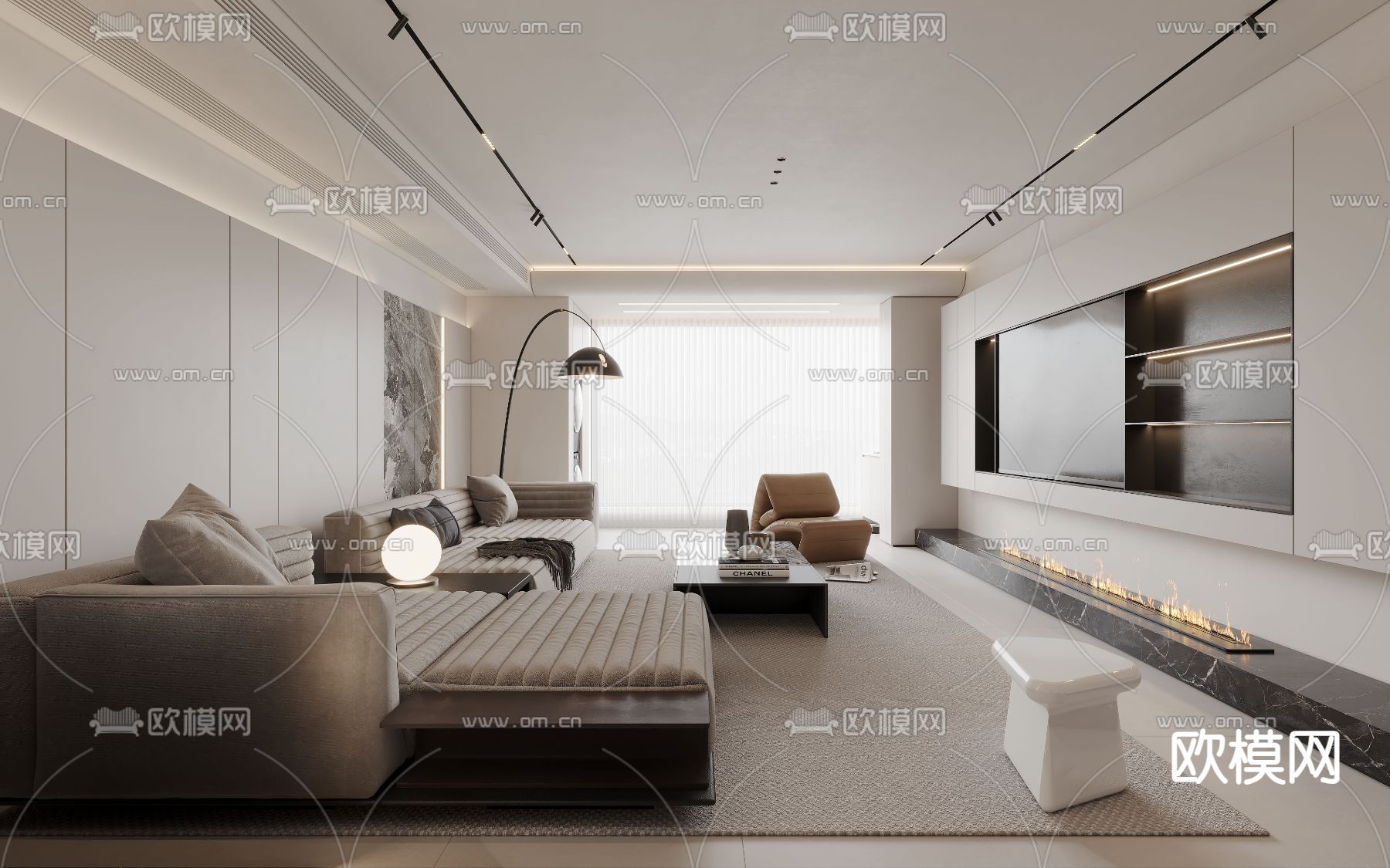 现代客厅3d模型下载（渲染图2）