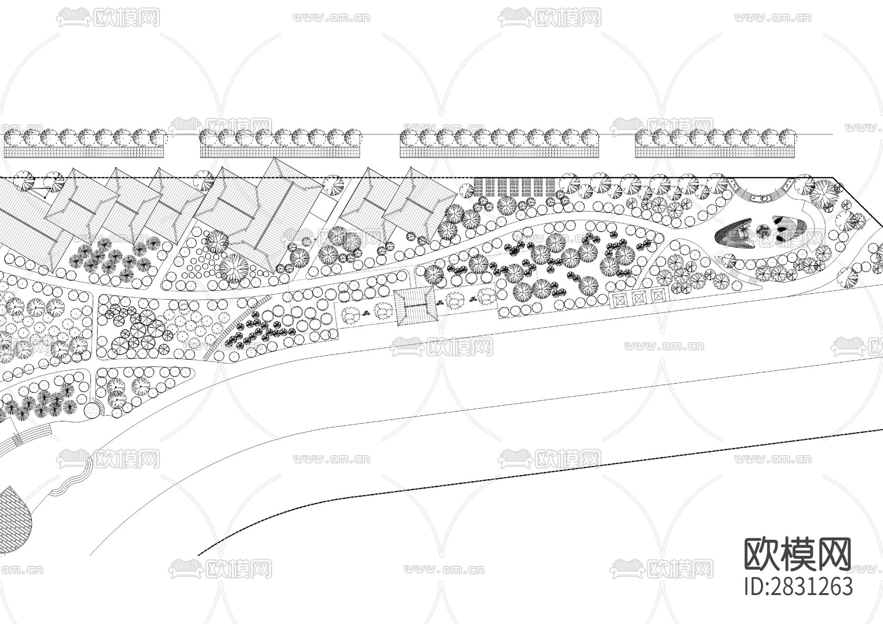 三角地块景观规划设计cad施工图下载（渲染图3）
