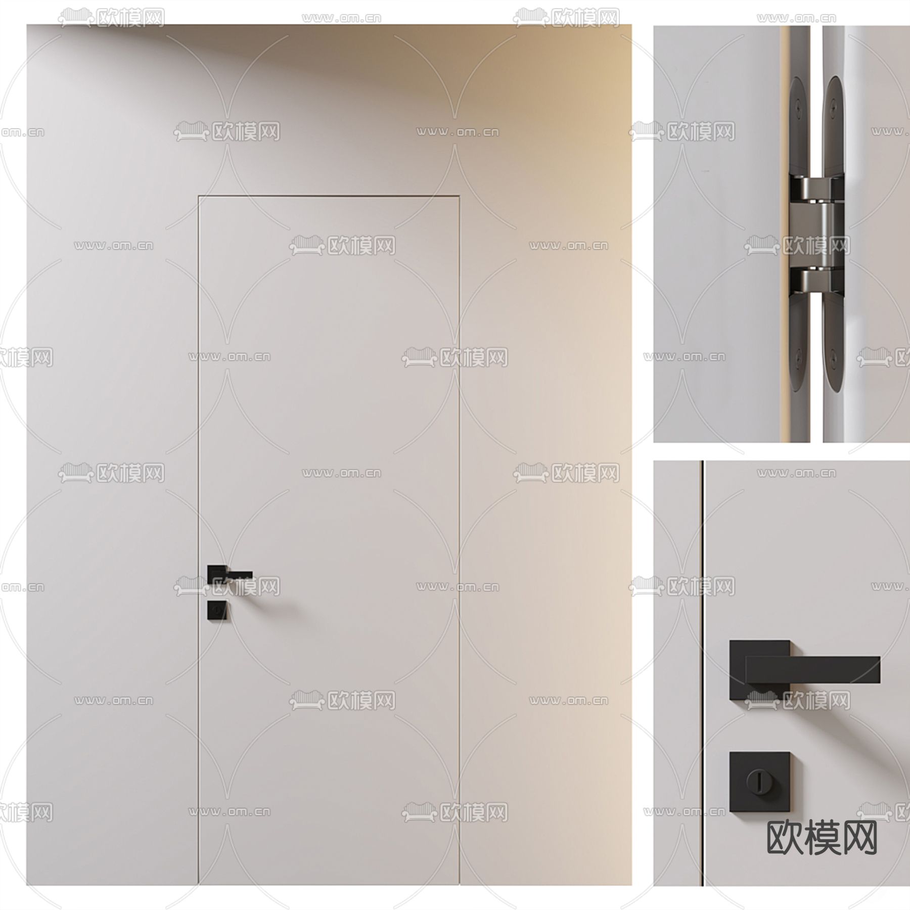 单开门 极简门 隐形门 房门 暗藏门3d模型下载_ID14262985_3dmax免费模型-欧模网