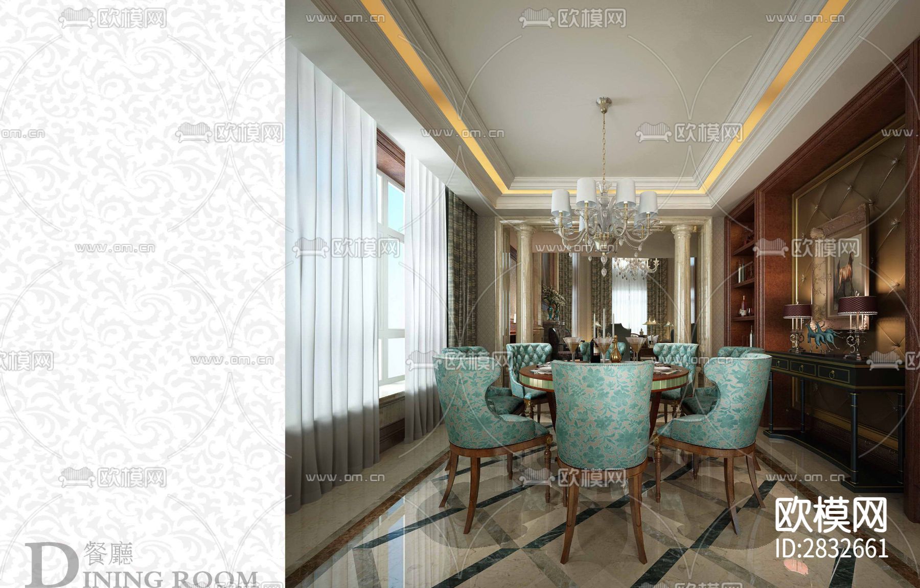 博园岚郡别墅cad施工图下载（渲染图1）