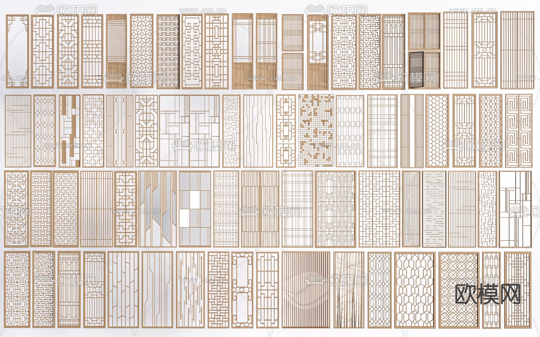中式屏风 隔断su模型下载（渲染图1）