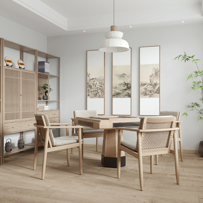  新中式棋牌室su模型 