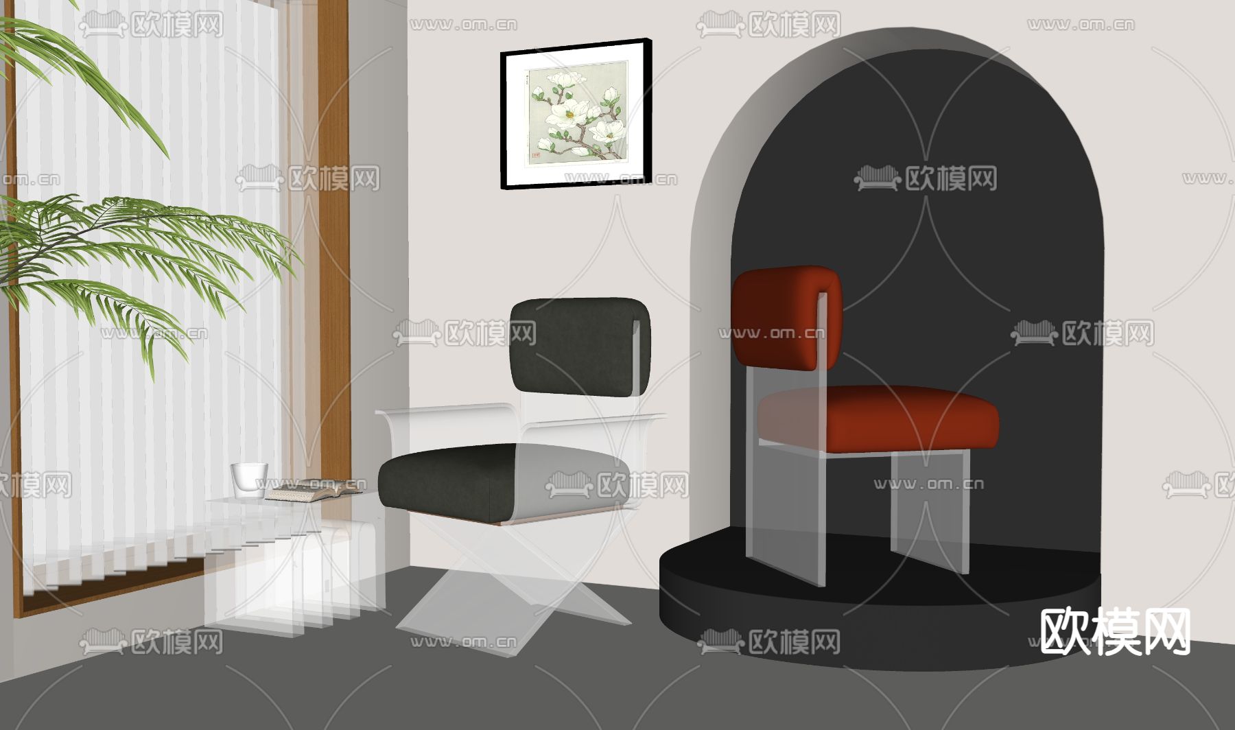 亚克力椅子su模型下载（渲染图2）