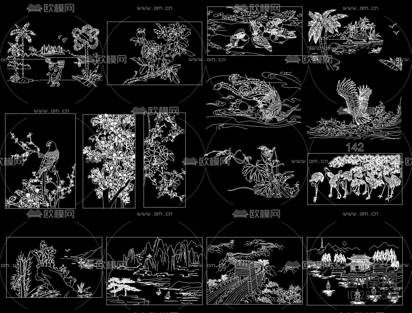 中式雕花cad图库下载（渲染图10）