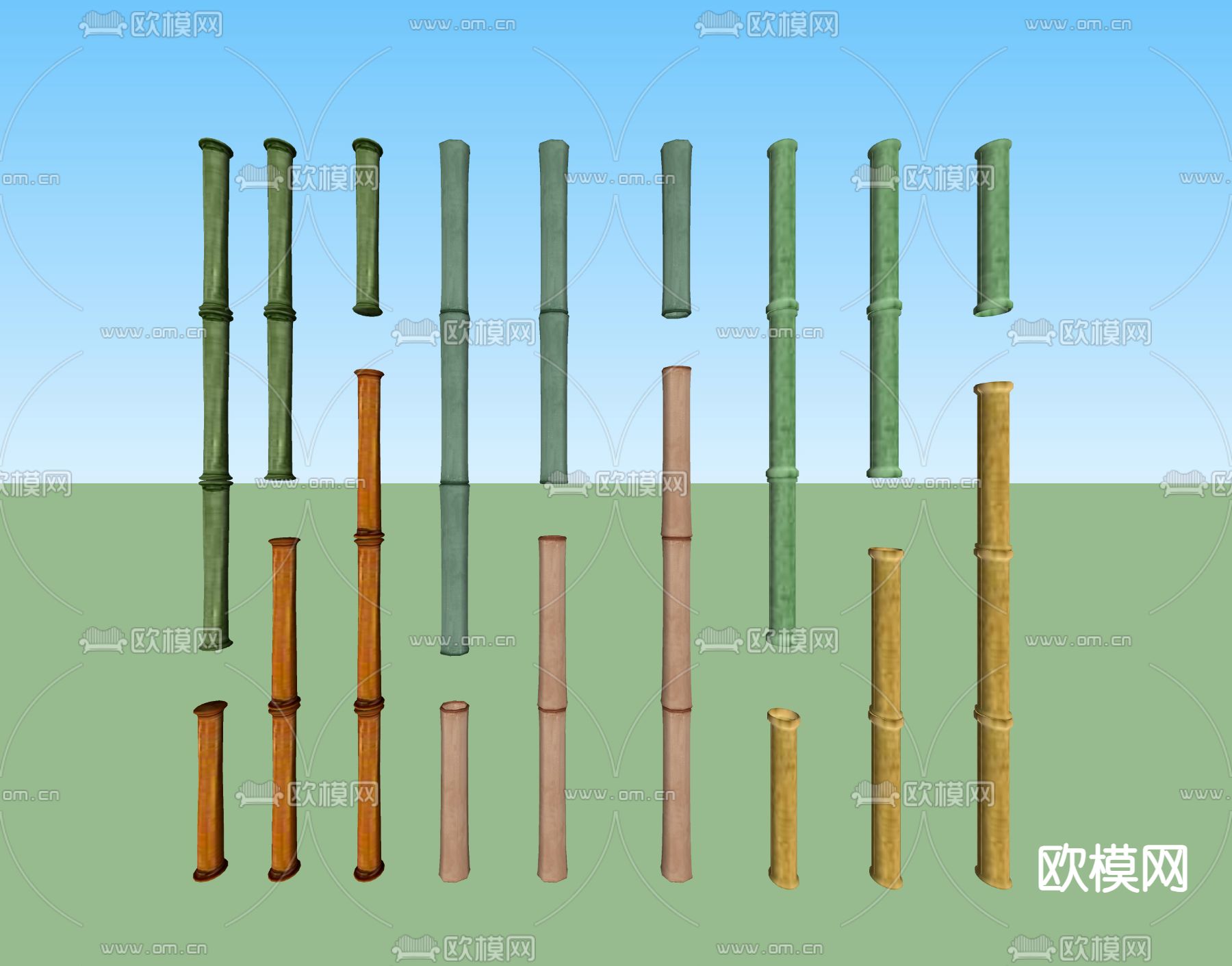 中式竹子su模型下载（渲染图2）