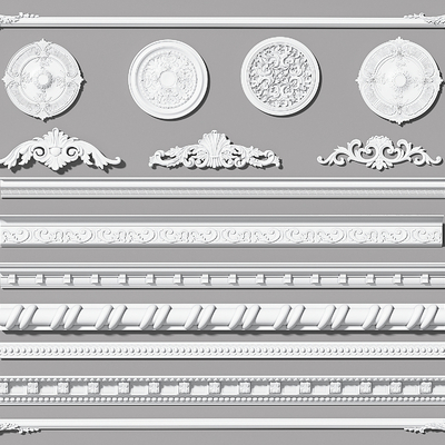  石膏线 灯盘 雕花 角花su模型 