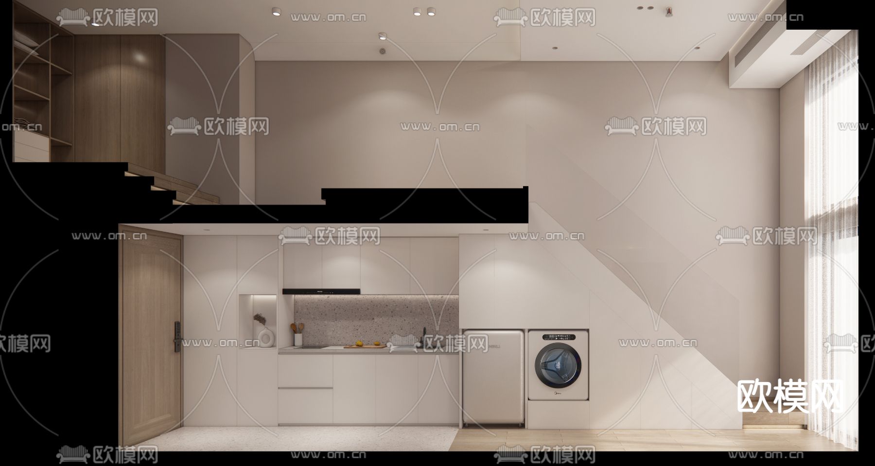 现代loft公寓su模型下载（渲染图3）