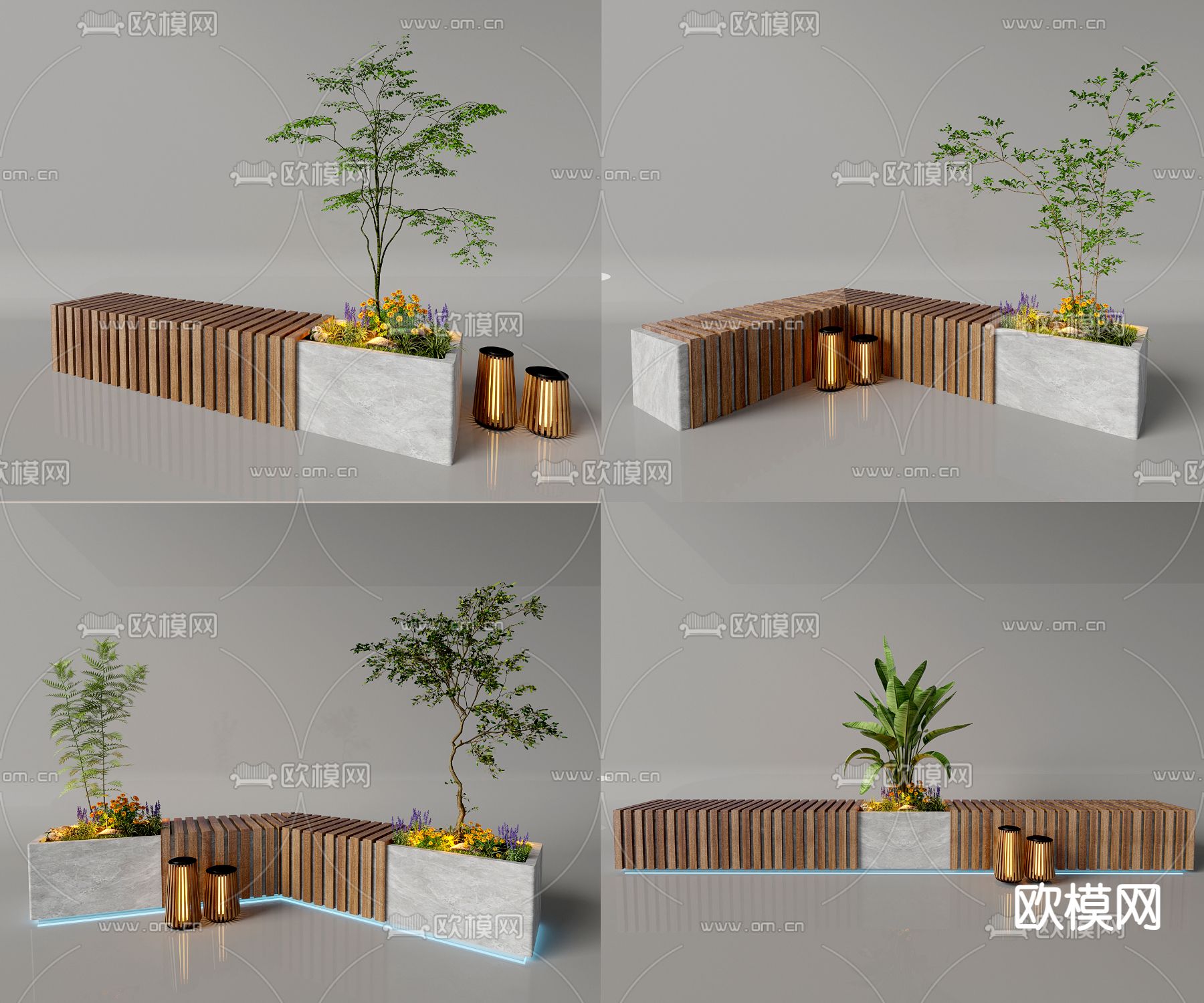 树池椅 公共椅 公园椅3d模型下载