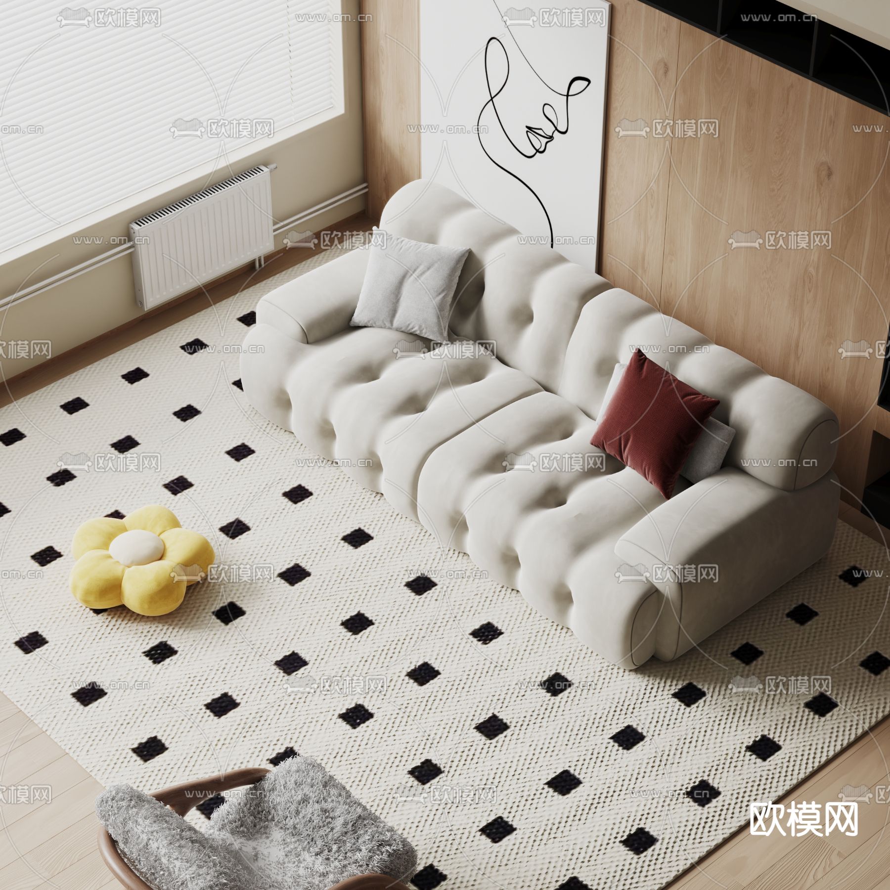 双人沙发3d模型下载