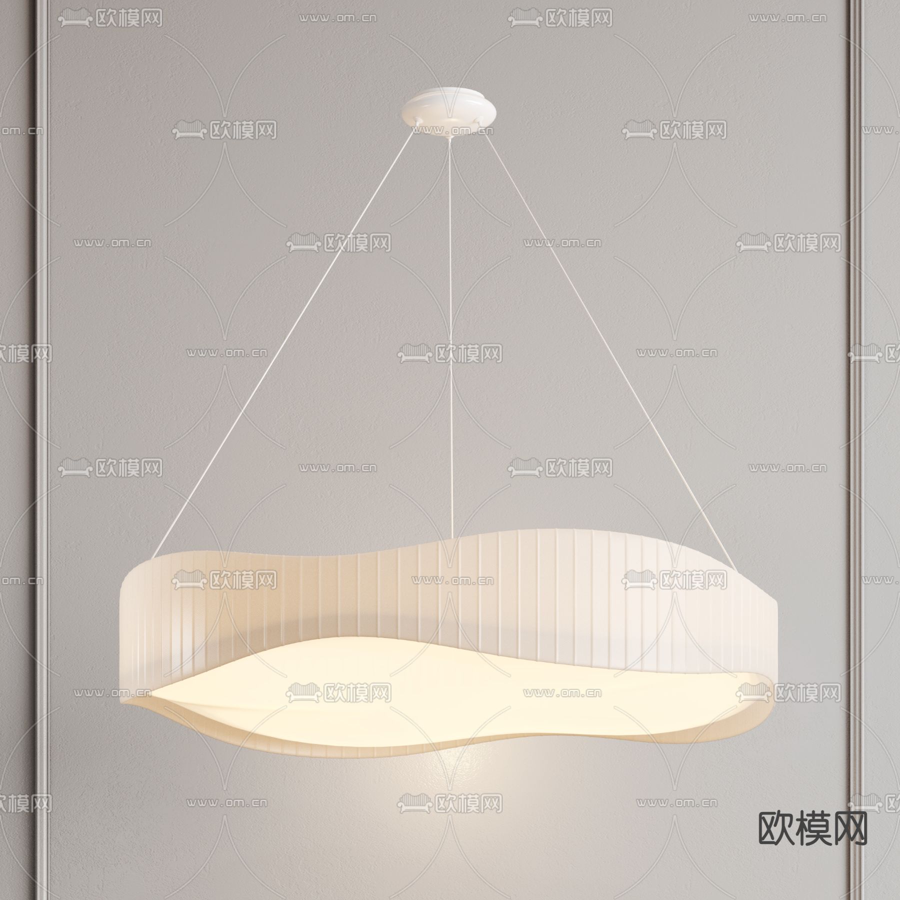 奶油风吊灯su模型下载（渲染图1）