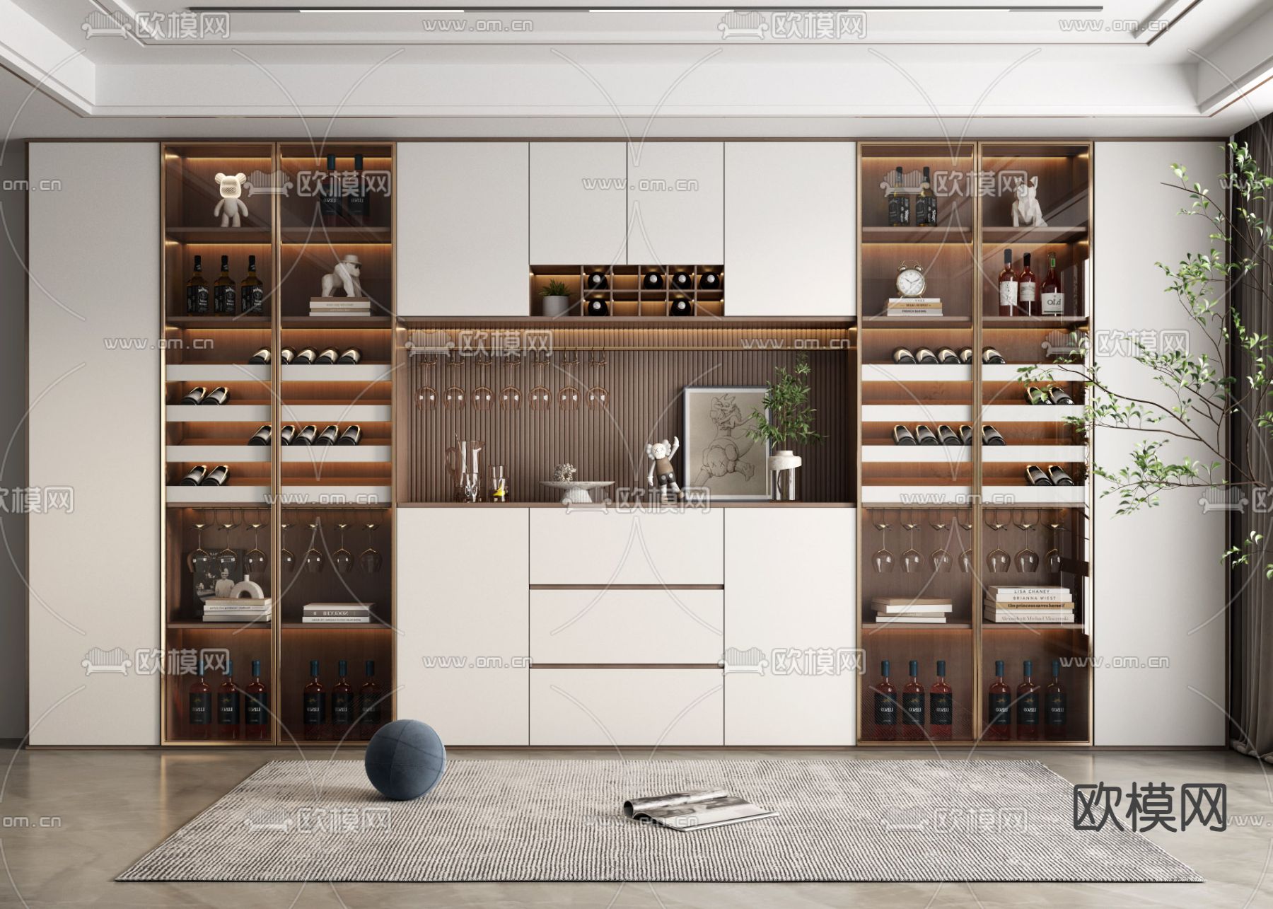 现代酒柜 餐边柜3d模型下载