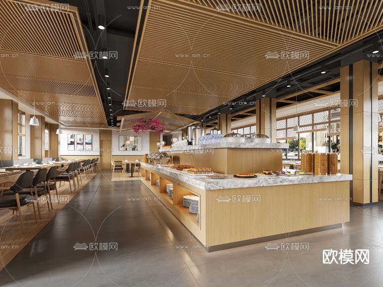 自助餐廳 全日制餐廳3d模型下載