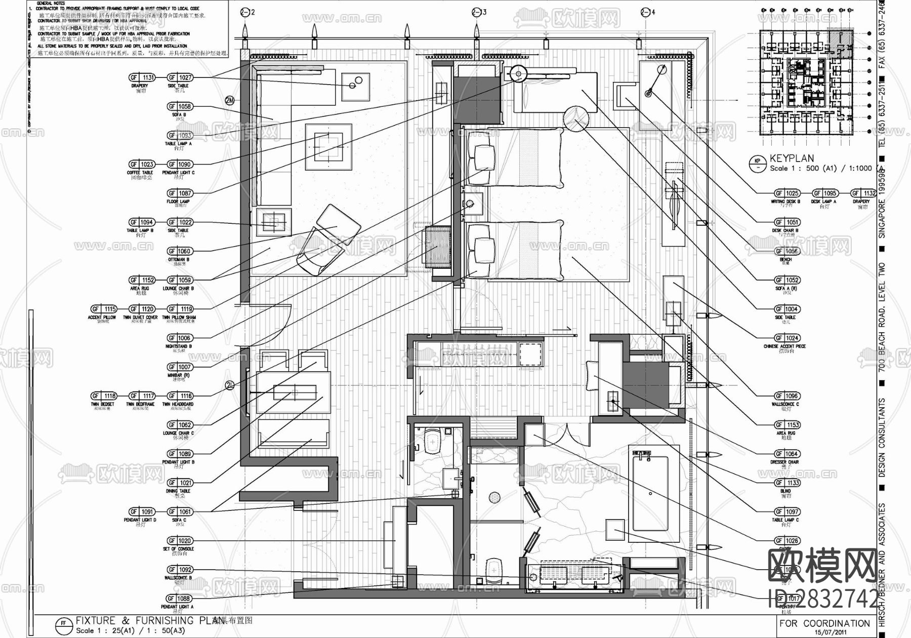 HBA酒店标准客房施工详图 客房 豪华套房 套房 大床房 cad施工图下载（渲染图2）
