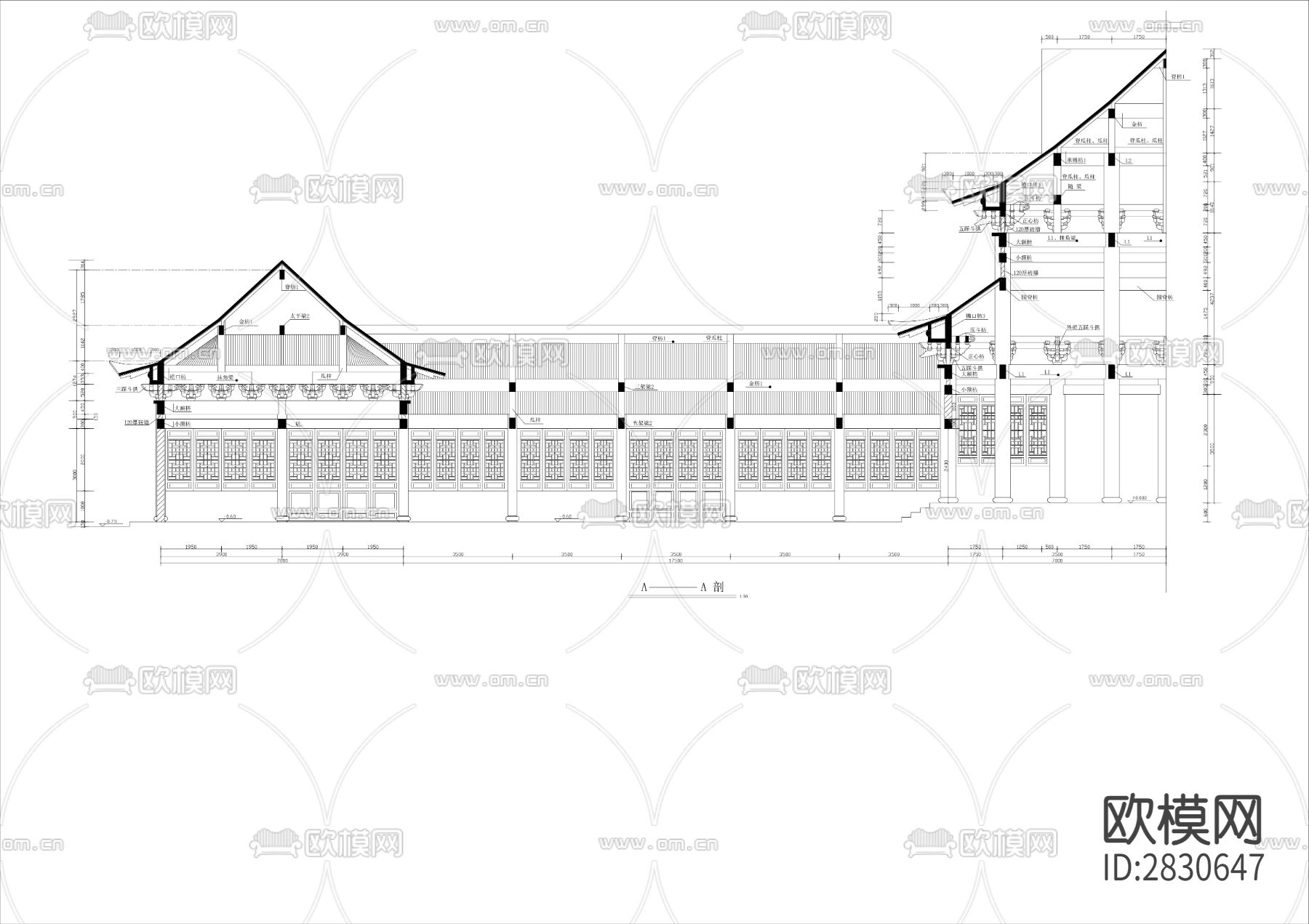 罗汉堂建筑图cad施工图下载（渲染图4）