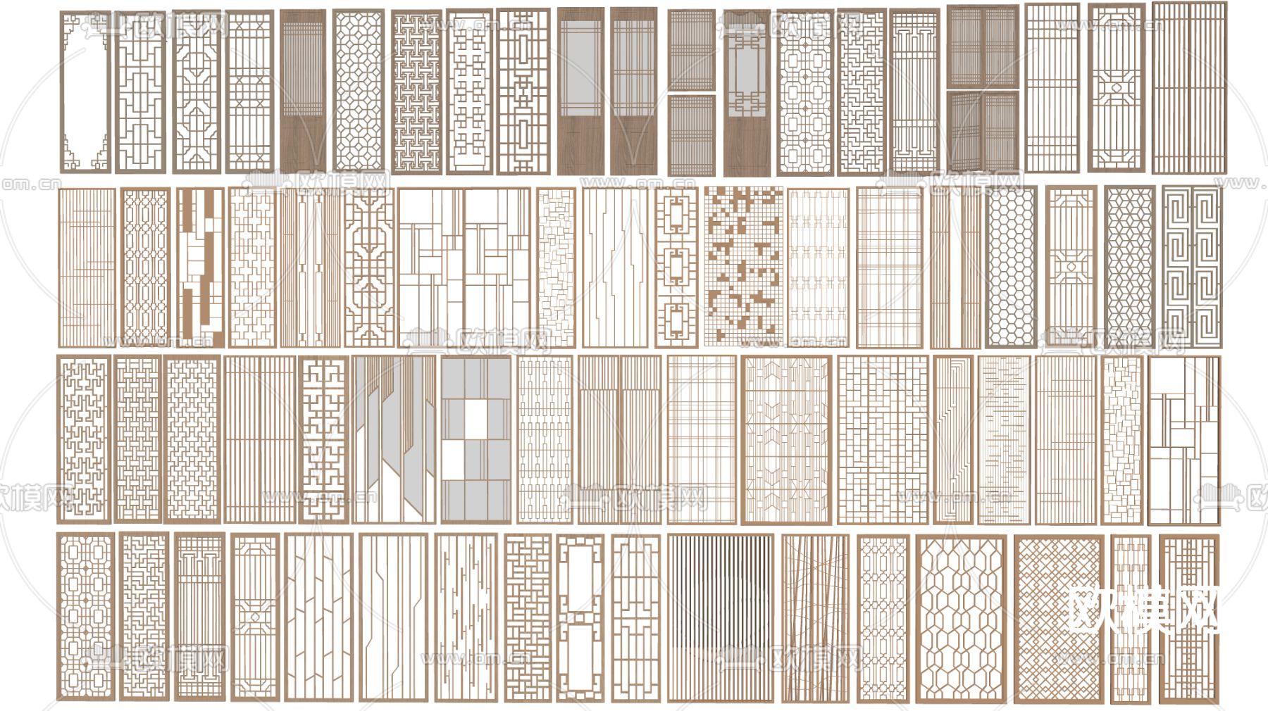 中式屏风 隔断su模型下载（渲染图2）