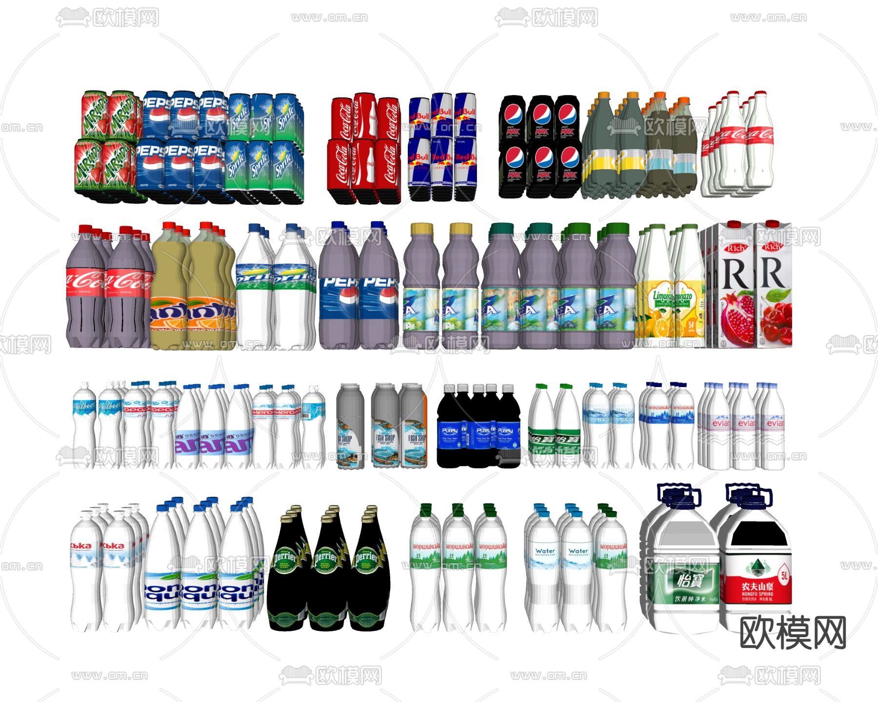 汽水 饮料 水瓶su模型下载