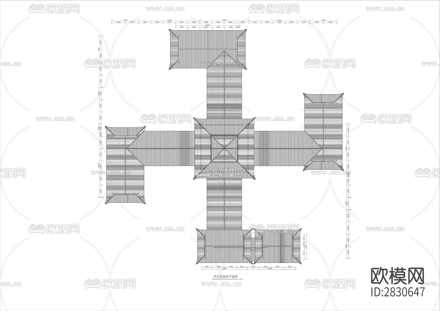 罗汉堂建筑图cad施工图下载（渲染图7）