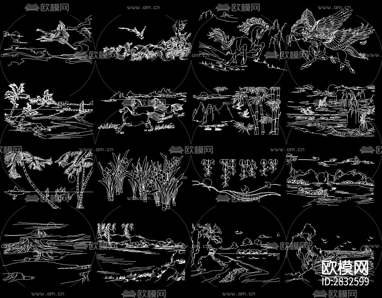 中式雕花cad图库下载（渲染图3）