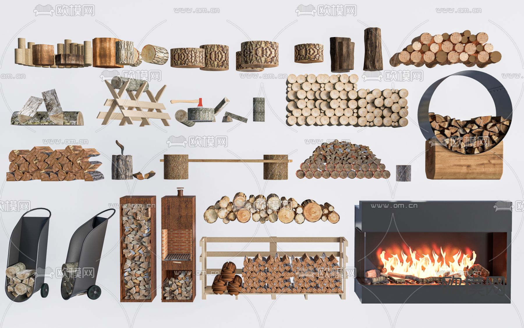 柴火堆 木柴su模型下载（渲染图1）
