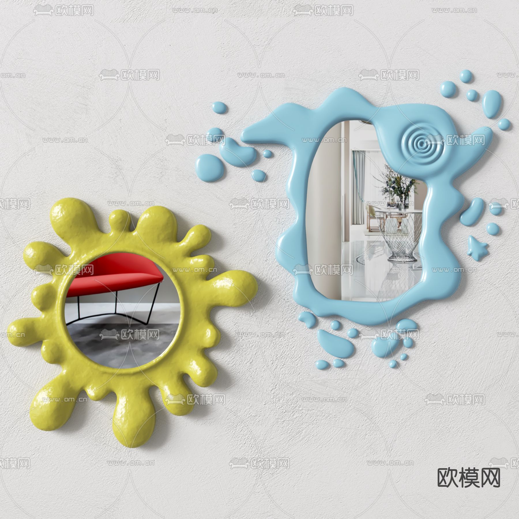 卡通镜子 装饰镜 卫浴镜3d模型下载
