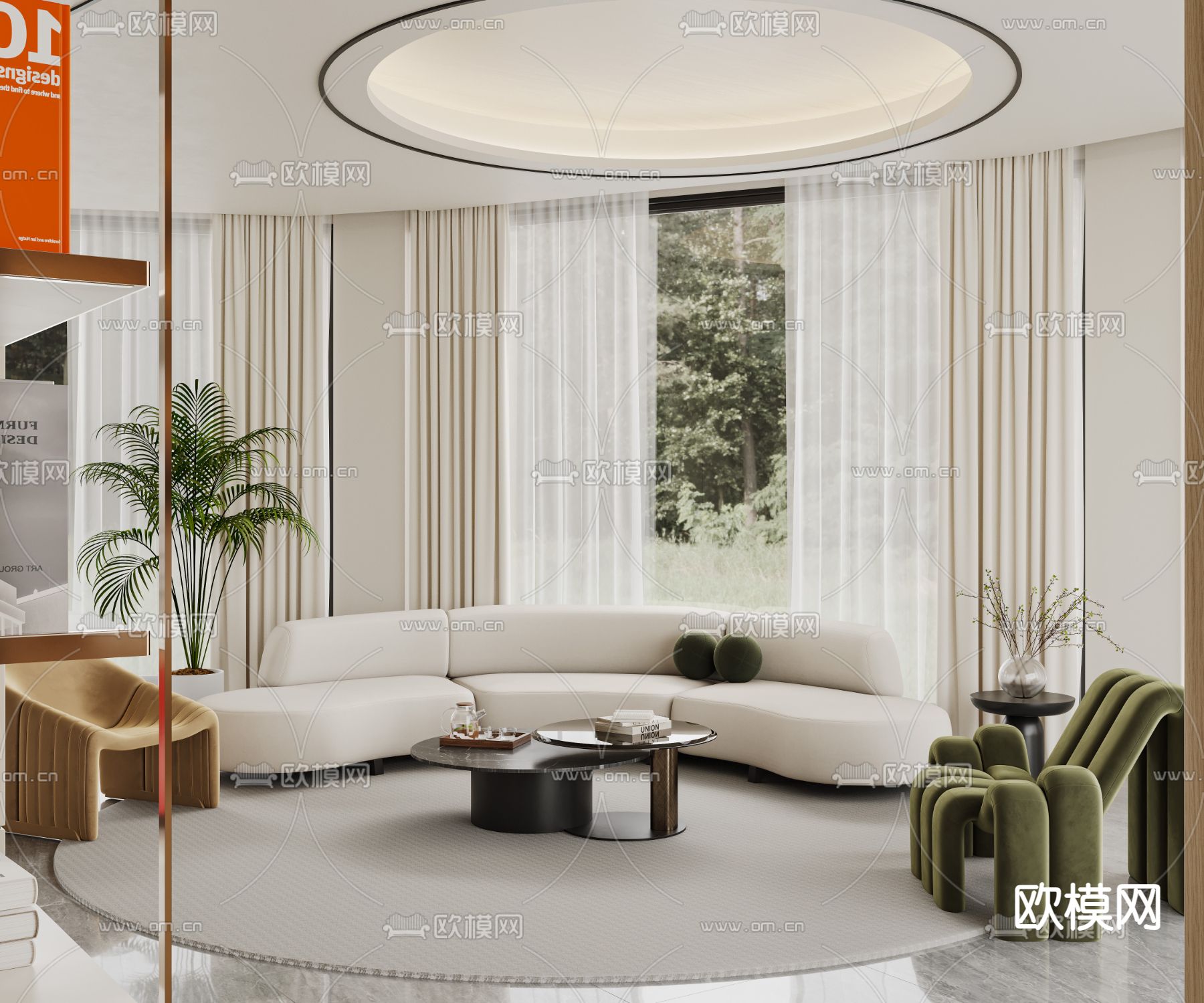 办公室休息区3d模型下载（渲染图1）