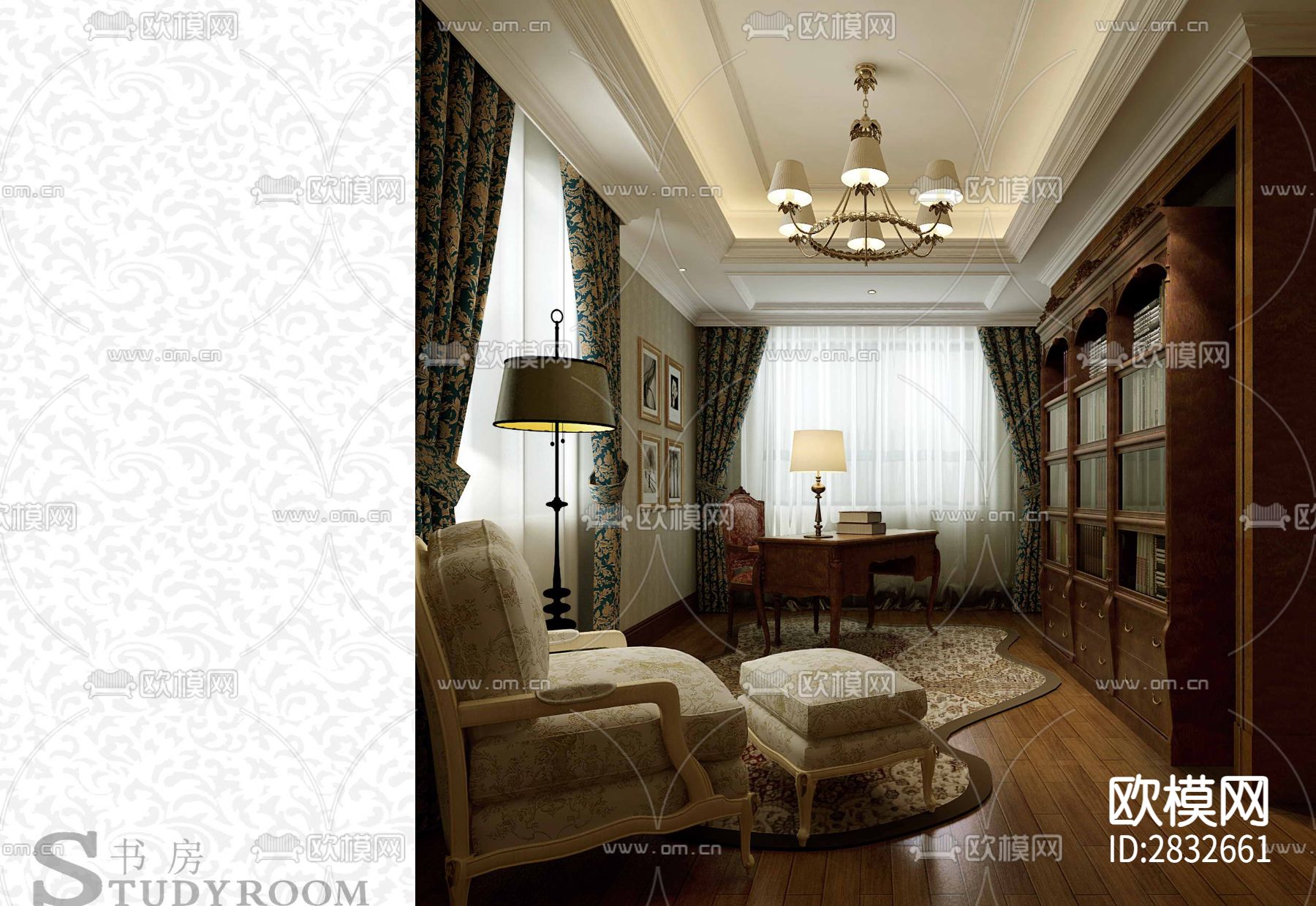 博园岚郡别墅cad施工图下载（渲染图2）