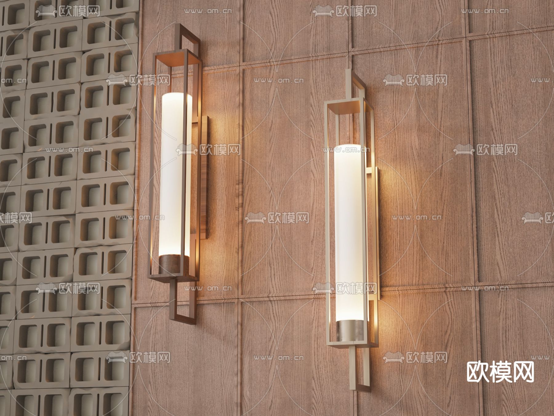 新中式壁灯3d模型下载