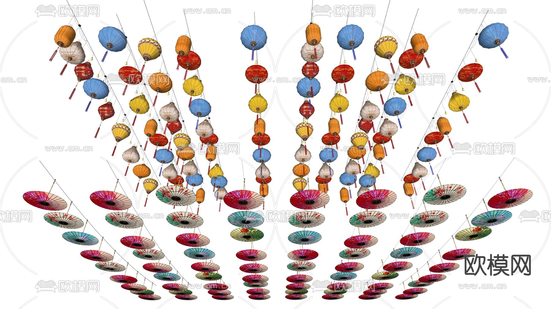 新中式灯笼 节庆灯 装饰灯su模型下载（渲染图2）