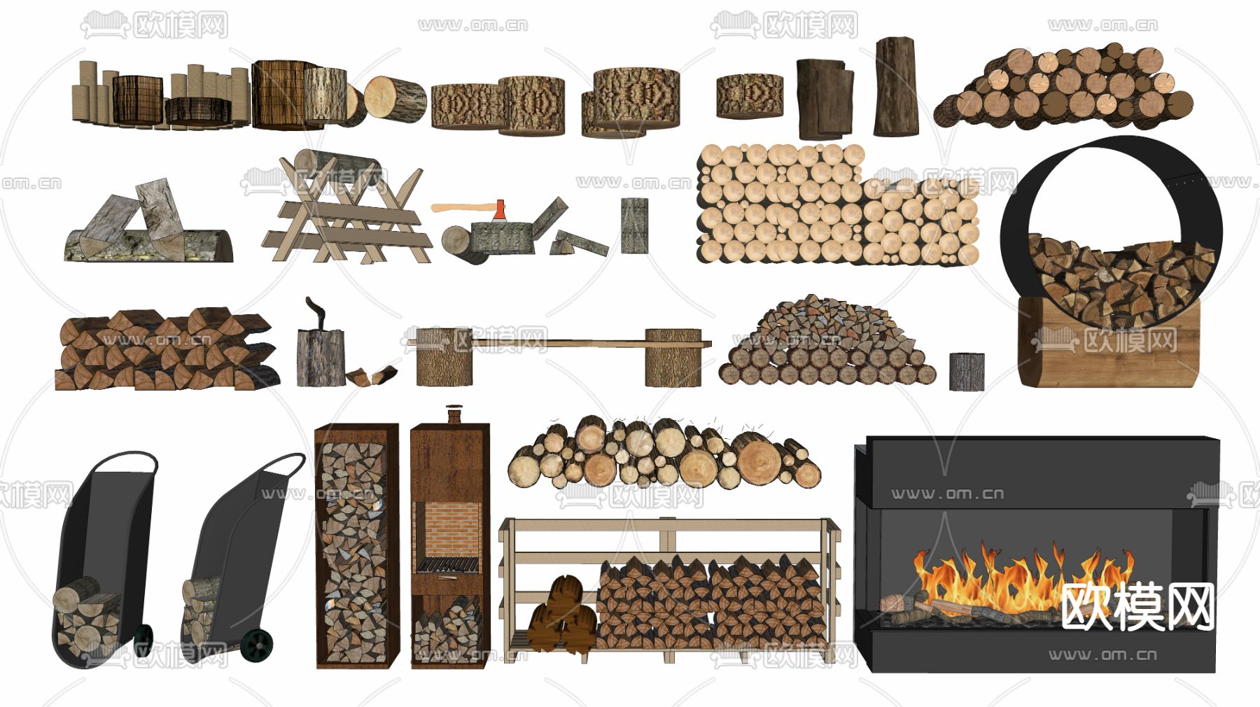 柴火堆 木柴su模型下载（渲染图2）