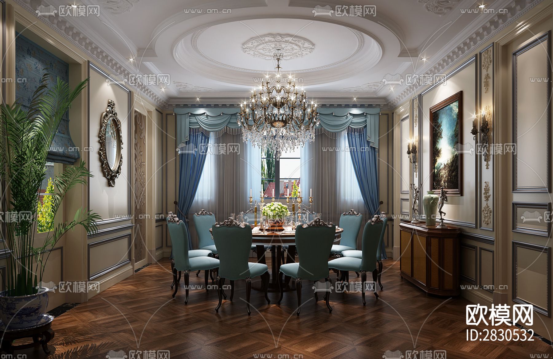 C户型全套cad施工图下载（渲染图2）