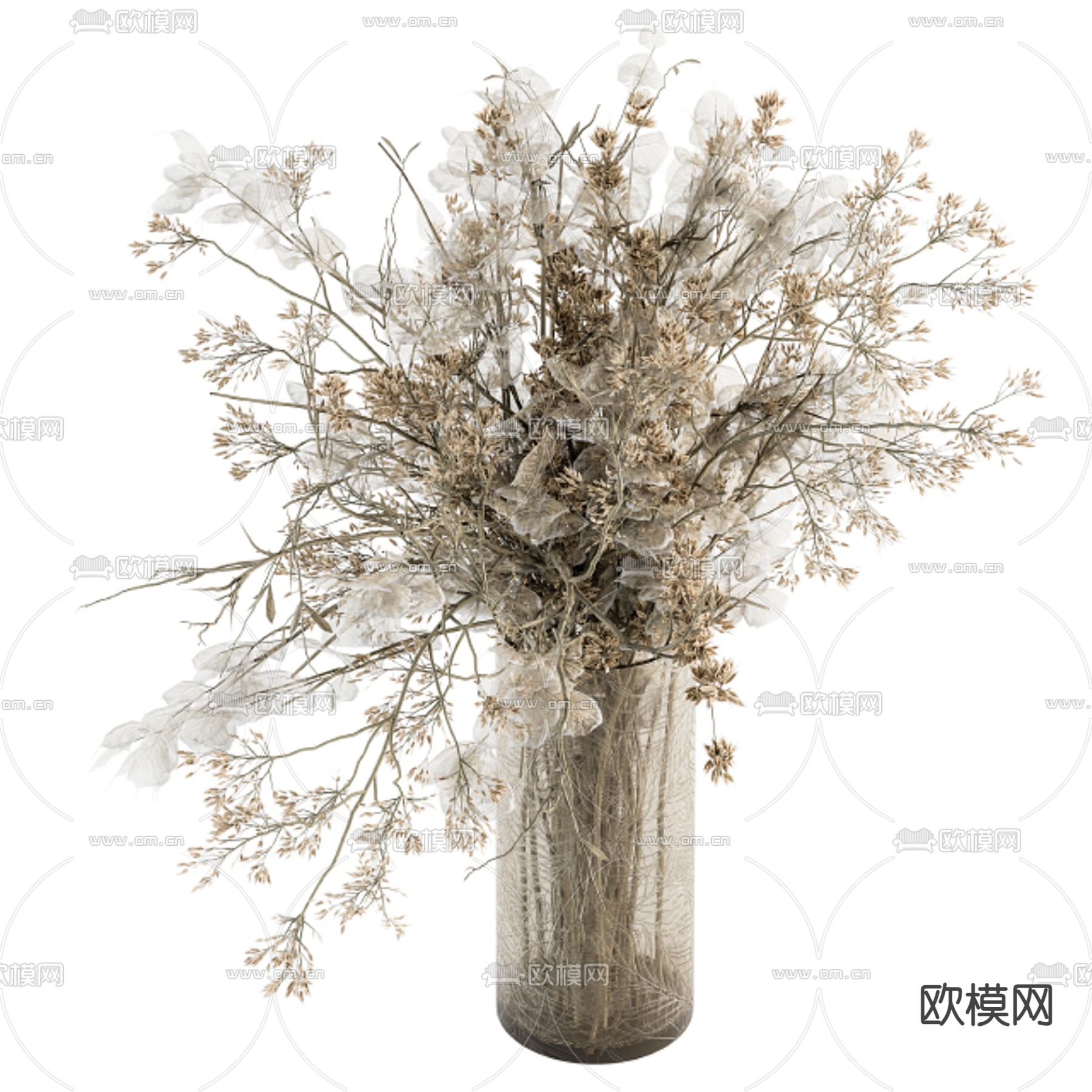 侘寂花瓶 花艺 干花 插花3d模型下载