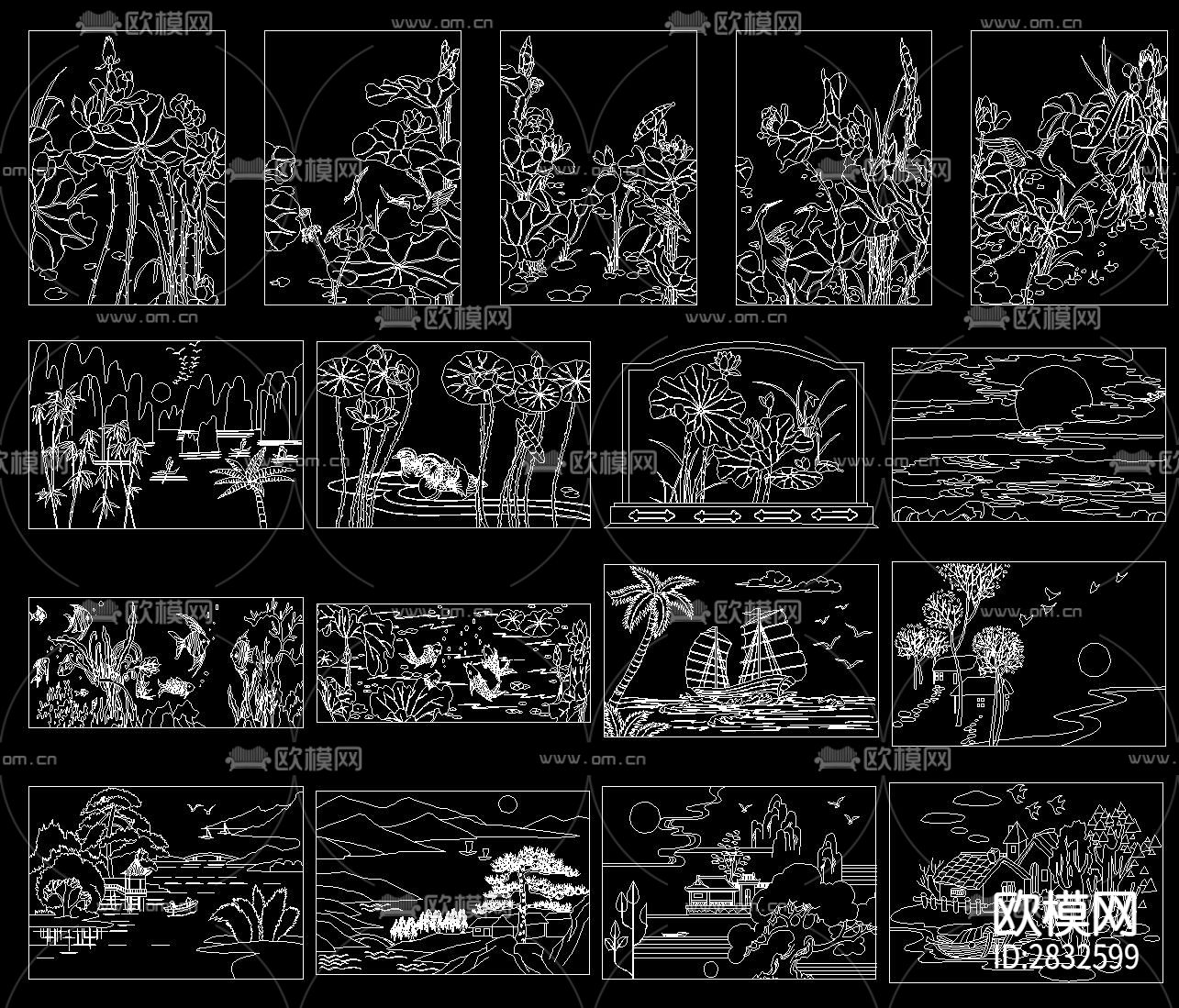 中式雕花cad图库下载（渲染图5）