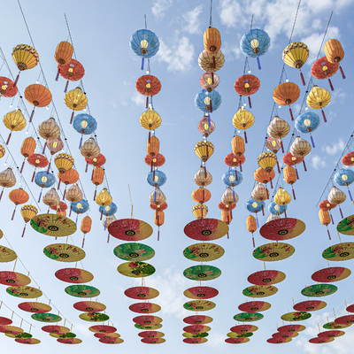  新中式灯笼 节庆灯 装饰灯su模型 