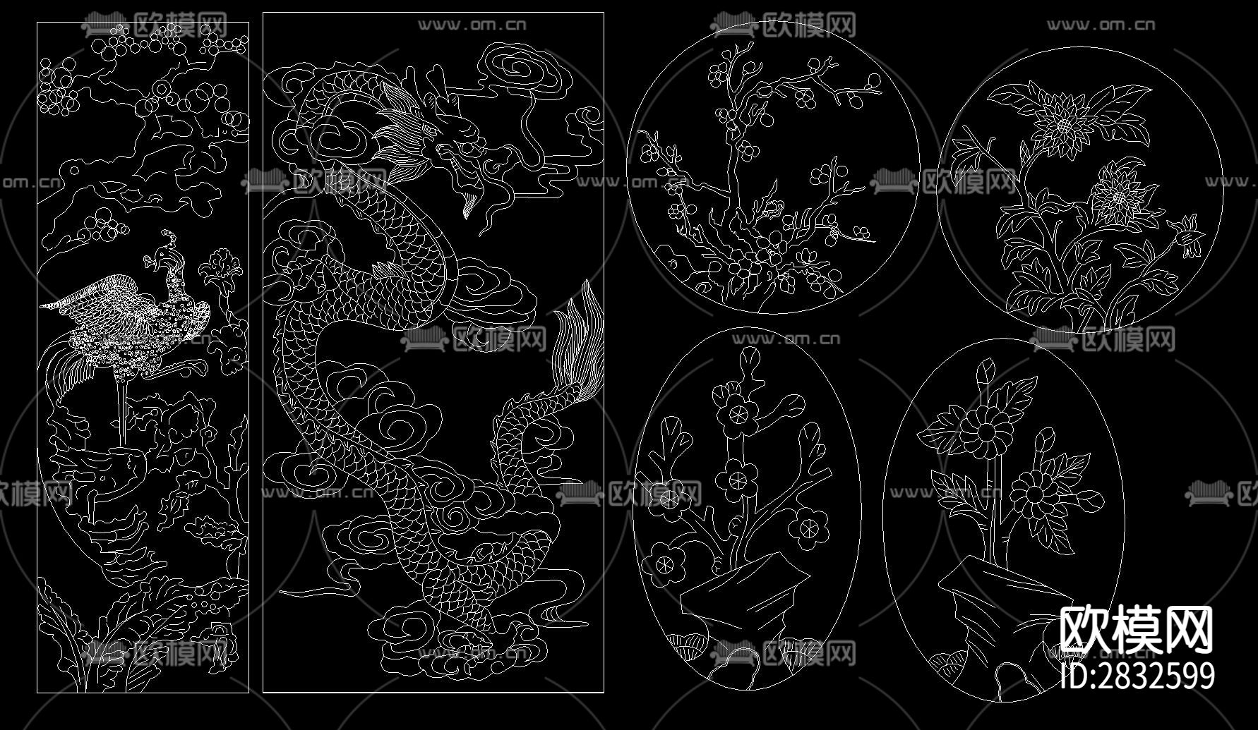 中式雕花cad图库下载（渲染图6）